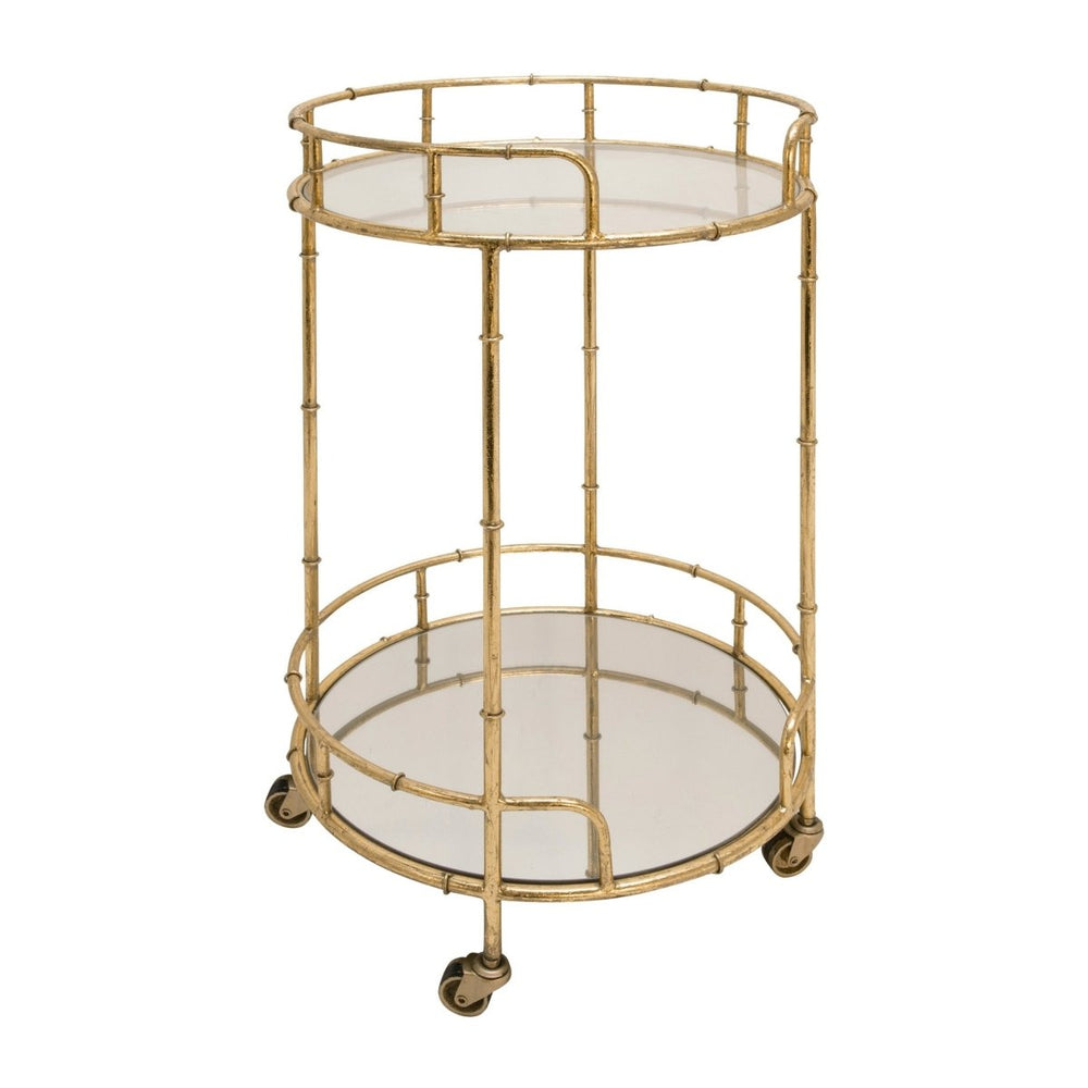 
                      
                        Sagebrook Home 2-Tier Gold Metal Round Bar Cart With Mirror Top, 31.5"H - lily & onyx
                      
                    