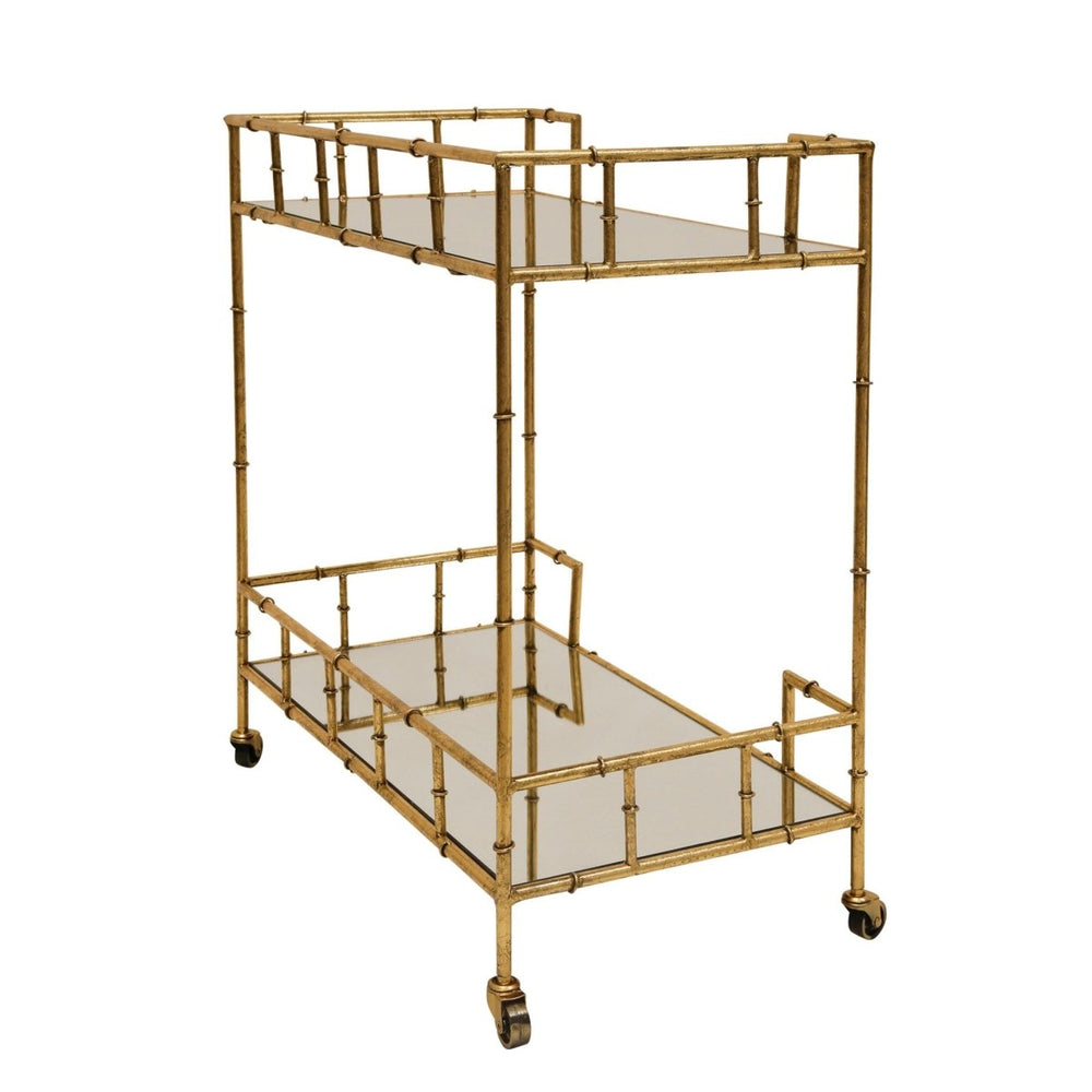 
                      
                        Sagebrook Home 2-Tier Metal Rectangular Bar Cart with Mirror Top, Gold, 31"H - lily & onyx
                      
                    