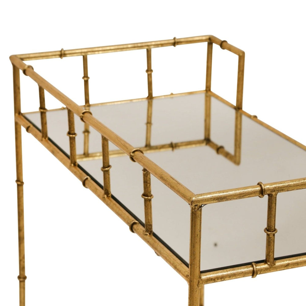 
                      
                        Sagebrook Home 2-Tier Metal Rectangular Bar Cart with Mirror Top, Gold, 31"H - lily & onyx
                      
                    