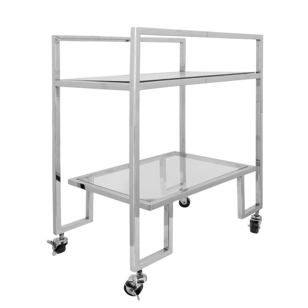 
                      
                        Sagebrook Home 2-Tier Stainless Steel Bar Cart with Glass Top, Silver, 32"H - lily & onyx
                      
                    