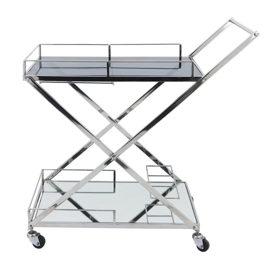 Load image into Gallery viewer, Sagebrook Home 2-Tier Stainless Steel Rolling Bar Cart with Mirror Glass, Silver, 33&amp;quot;H - lily &amp;amp; onyx
