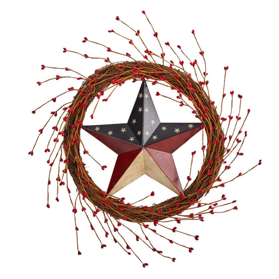 Nearly Natural 20” Americana Patriotic Star Wreath Red White And Blue - lily & onyx