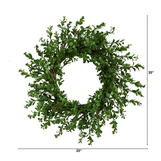 Nearly Natural 20” Boxwood Artificial Wreath - lily & onyx