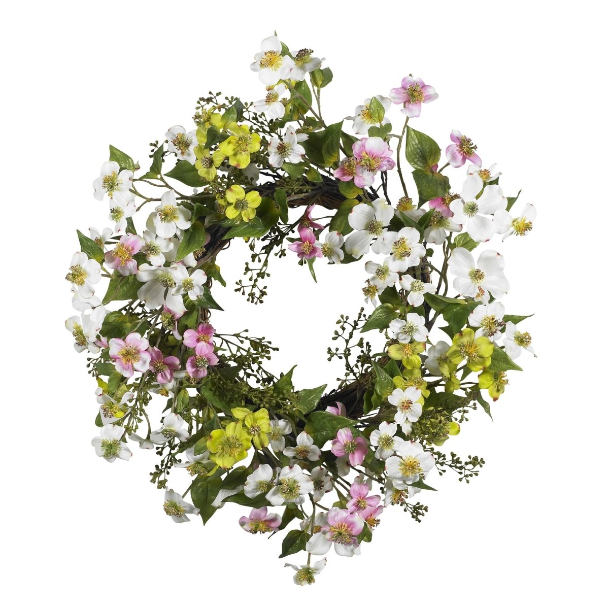 Load image into Gallery viewer, Nearly Natural 20&amp;quot; Dogwood Wreath - lily &amp;amp; onyx
