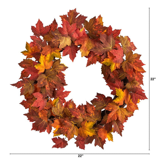 Load image into Gallery viewer, Nearly Natural 22” Maple Leaf Artificial Wreath - lily &amp;amp; onyx
