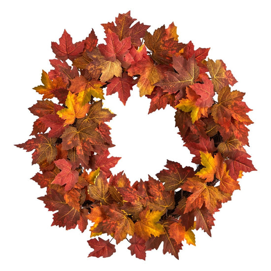 Load image into Gallery viewer, Nearly Natural 22” Maple Leaf Artificial Wreath - lily &amp;amp; onyx
