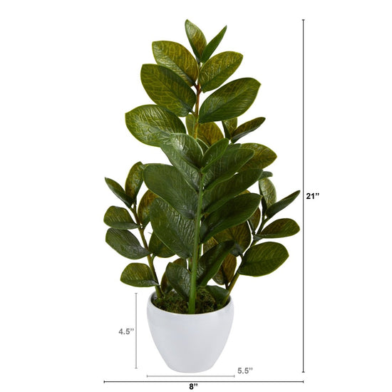 Nearly Natural 22” Zamioculcas Artificial Plant In White Planter - lily & onyx