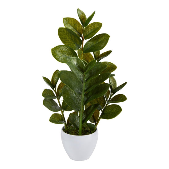 Nearly Natural 22” Zamioculcas Artificial Plant In White Planter - lily & onyx