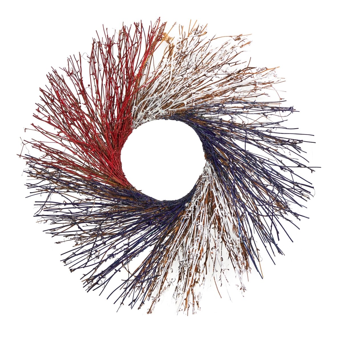 Load image into Gallery viewer, Nearly Natural 24” Americana Twig Wreath Red White And Blue - lily &amp;amp; onyx

