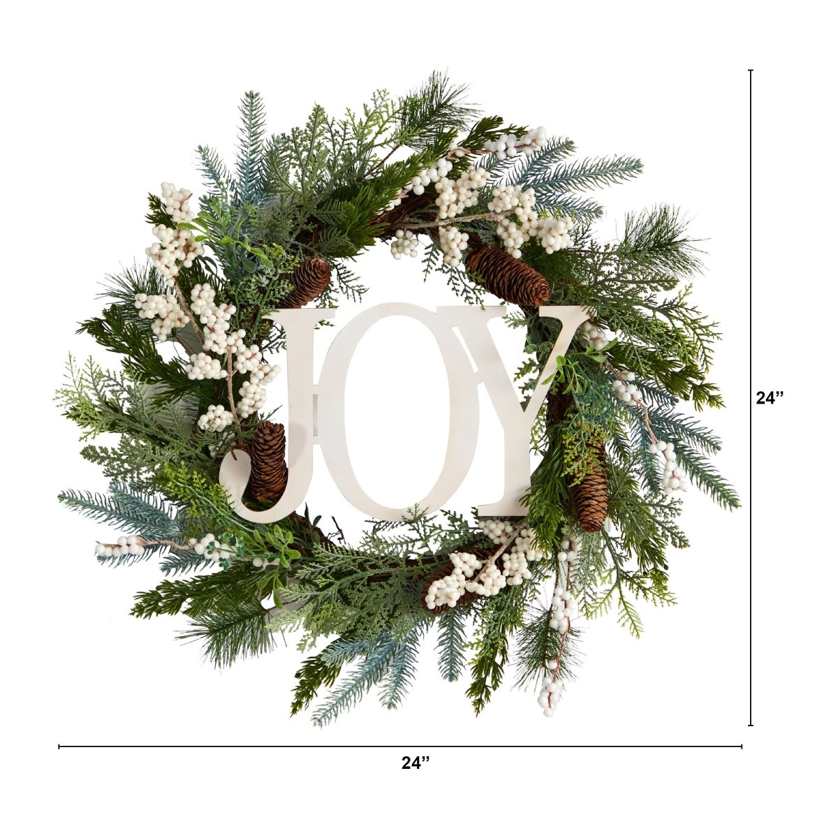 Nearly Natural 24” Christmas Joy Greenery Holiday Artificial Wreath - lily & onyx