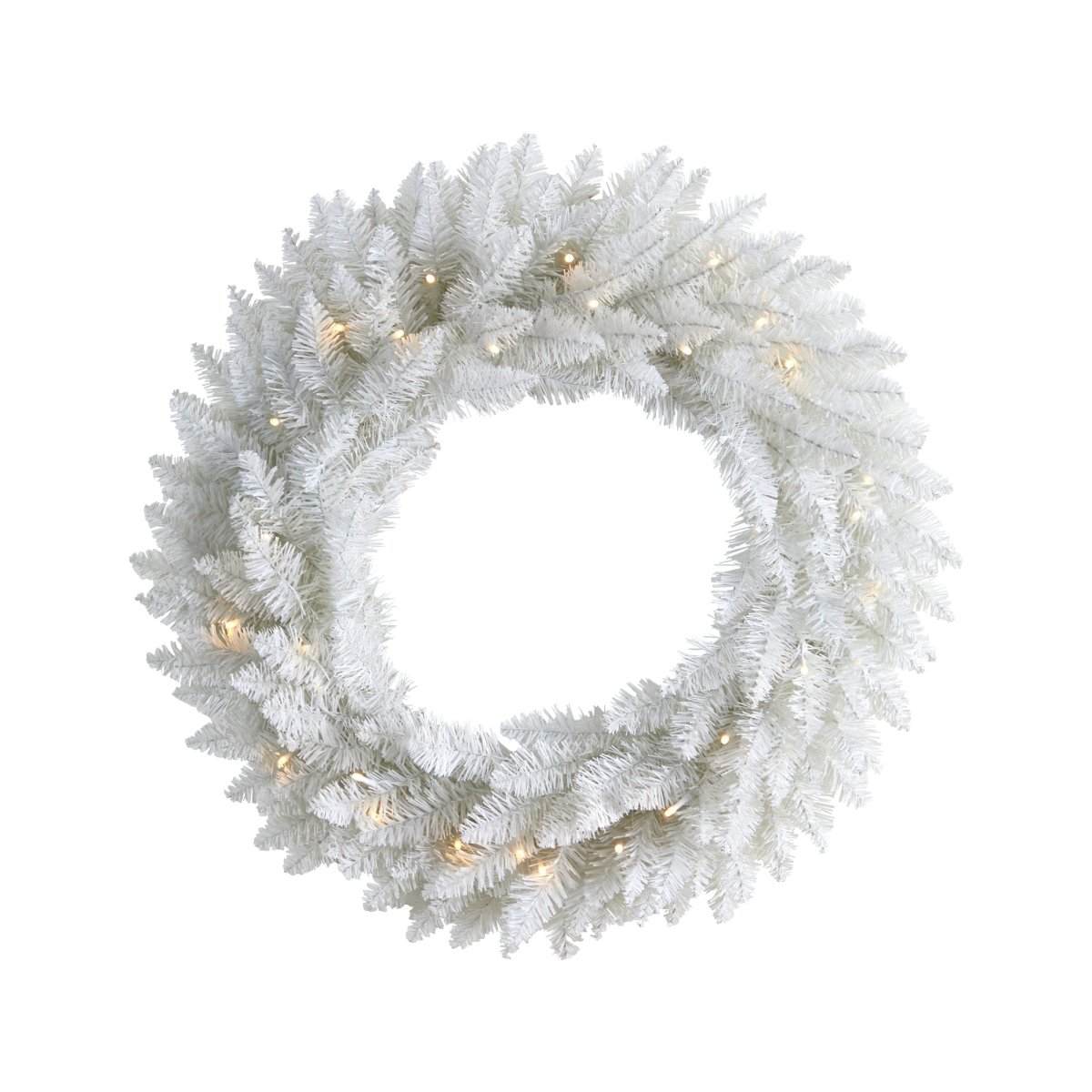 Nearly Natural 24” Colorado Spruce Artificial Christmas Wreath With 179 Bendable Branches & 35 Warm Led Lights - lily & onyx