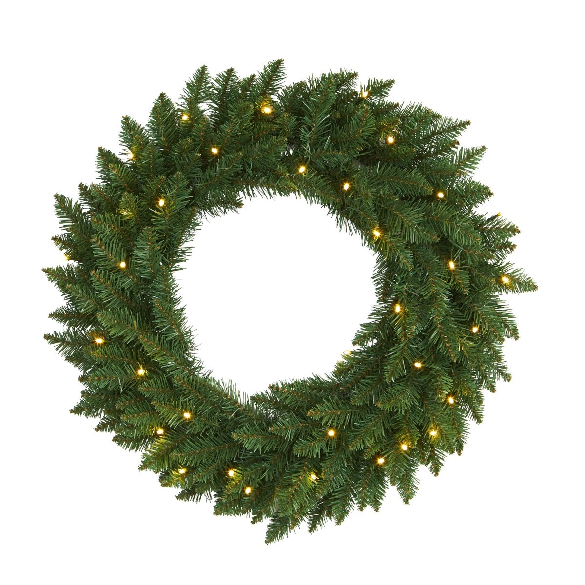 Nearly Natural 24” Green Pine Artificial Christmas Wreath With 35 Clear Led Lights - lily & onyx