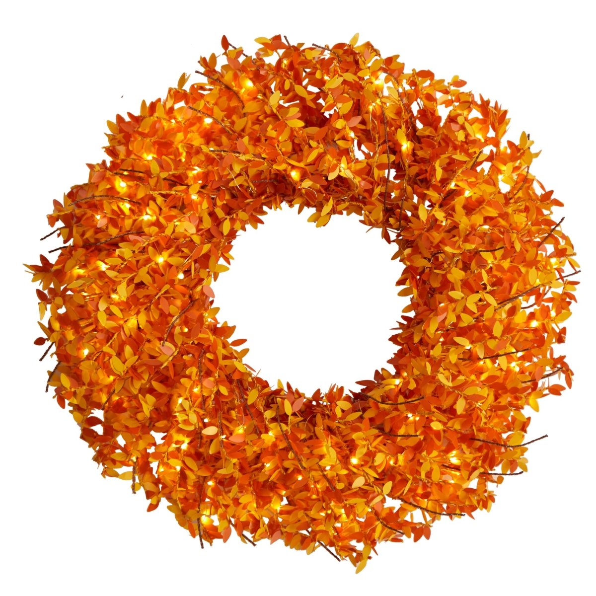 Load image into Gallery viewer, Nearly Natural 24” Harvest Fall Pre Lit Wreath With 100 Micro Dot Led Lights - lily &amp;amp; onyx
