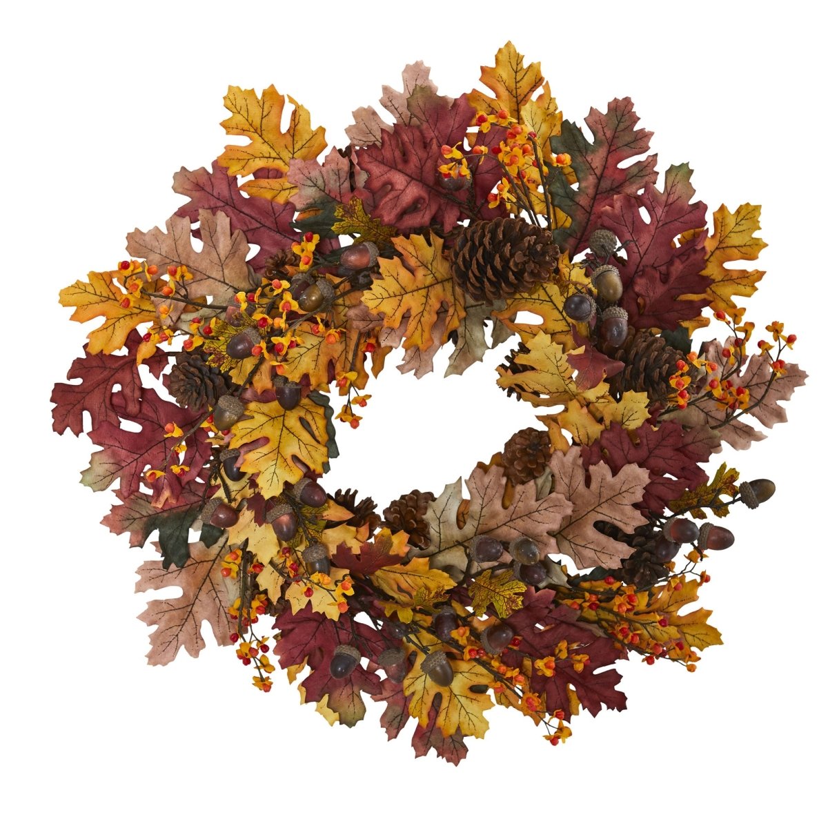 Nearly Natural 24" Oak Leaf, Acorn & Pine Wreath - lily & onyx