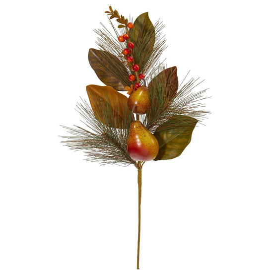 Load image into Gallery viewer, Nearly Natural 24” Pear, Pine And Magnolia Leaf Artificial Flower (Set Of 6) - lily &amp;amp; onyx
