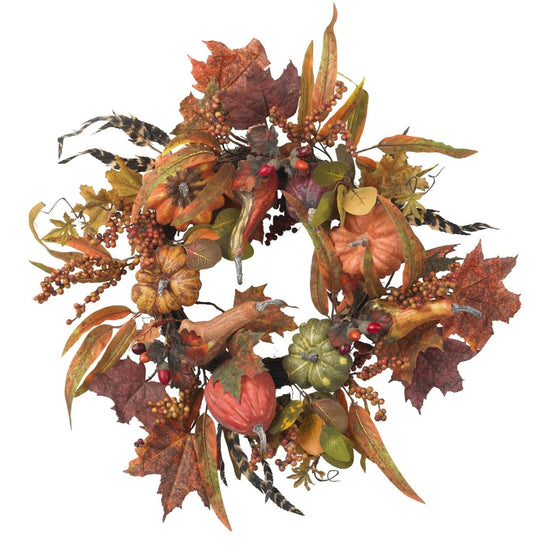 Load image into Gallery viewer, Nearly Natural 24&amp;quot; Pumpkin &amp;amp; Berry Wreath - lily &amp;amp; onyx
