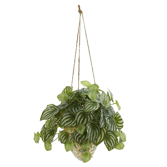 Nearly Natural 24” Watermelon Peperomia Artificial Plant In Hanging Vase - lily & onyx