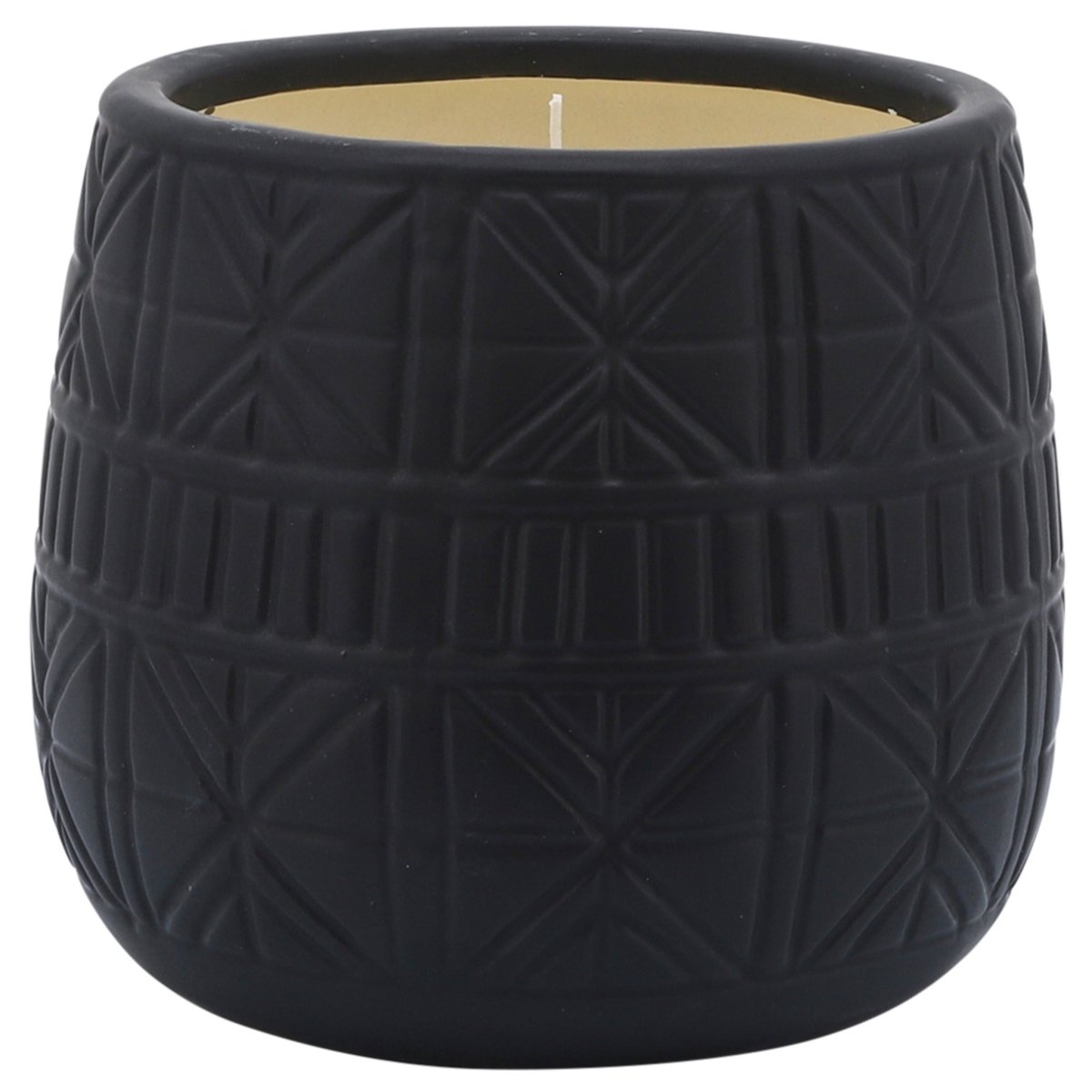 Load image into Gallery viewer, Sagebrook Home 26 Oz Tribal Design Black Ceramic Candle | Vanilla - lily &amp;amp; onyx
