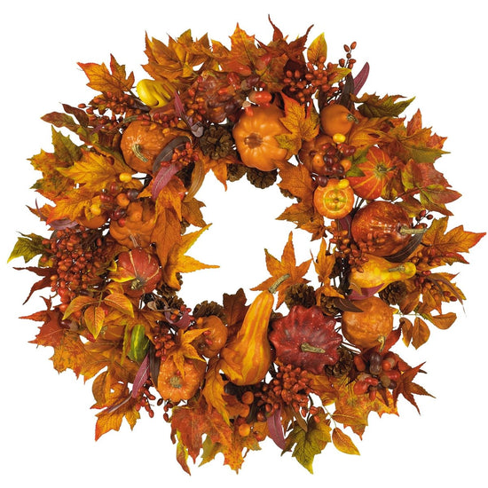 Nearly Natural 28" Harvest Wreath - lily & onyx