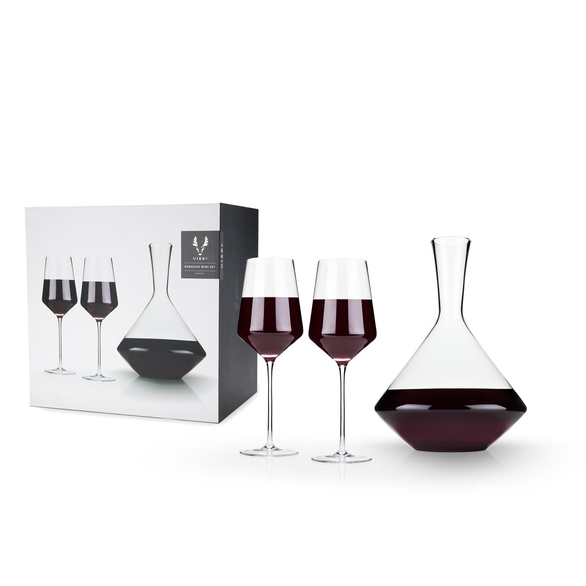 Viski 3 Piece Angled Crystal Bordeaux Set - lily & onyx