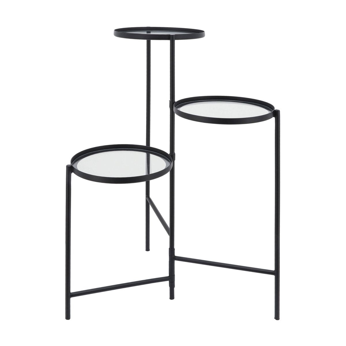 Load image into Gallery viewer, Sagebrook Home 3-Tier Black Metal &amp;amp; Glass Plant Stand, 32&amp;quot;H - lily &amp;amp; onyx
