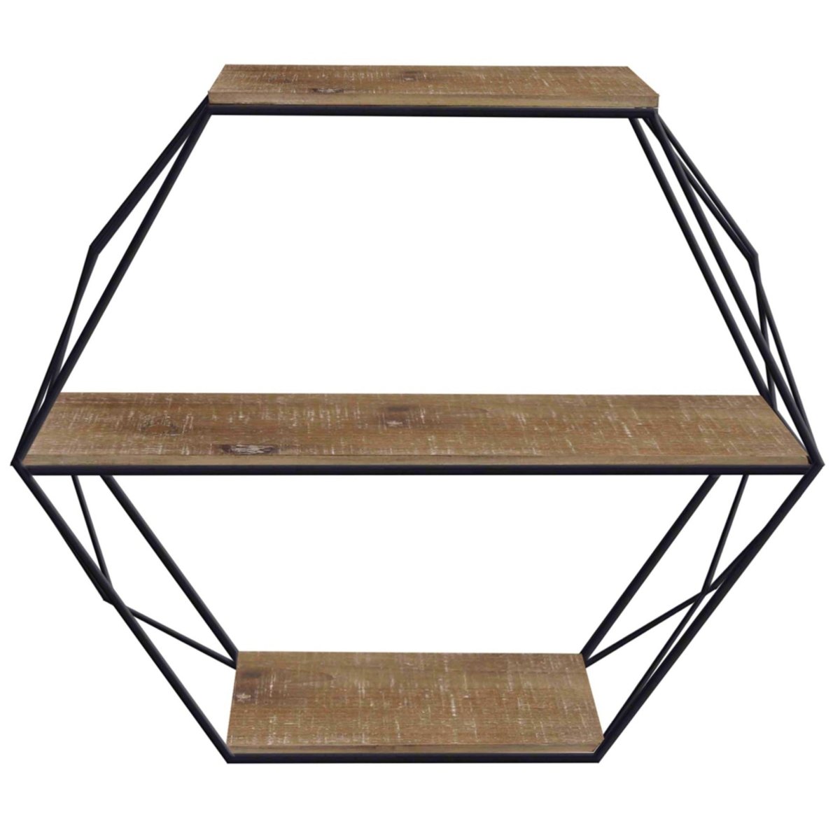 Sagebrook Home 3-Tier Metal & Wood Hexagon Wall Shelf - lily & onyx