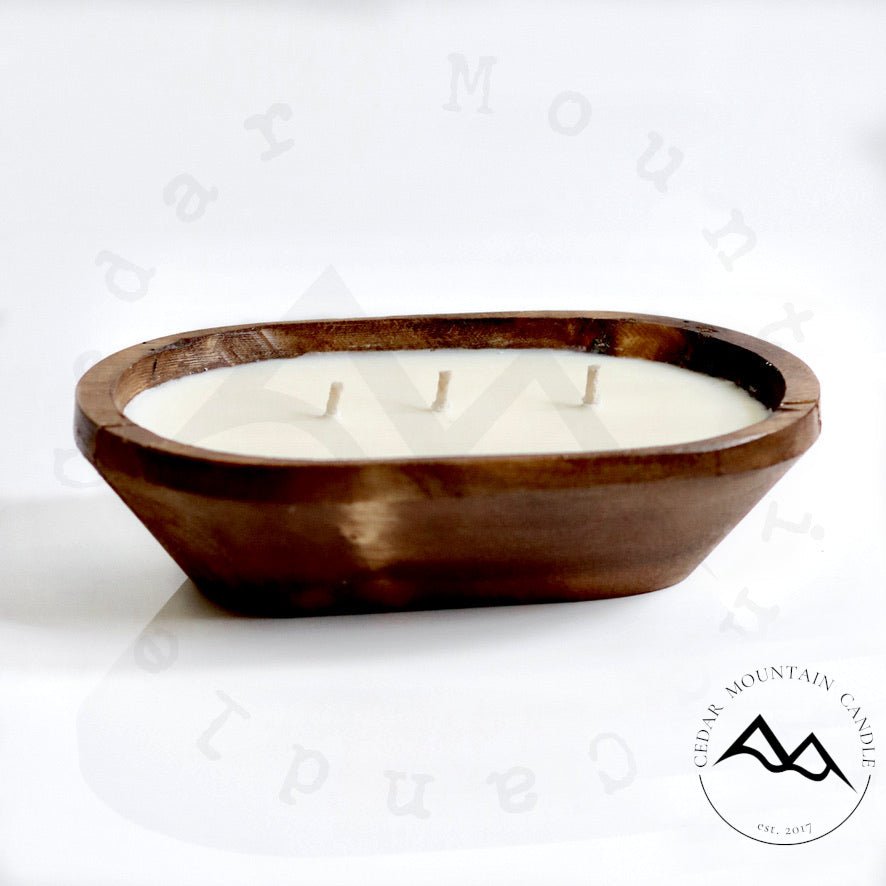 Cedar Mountain Candle 3 Wick Natural Wood Dough Bowl - lily & onyx