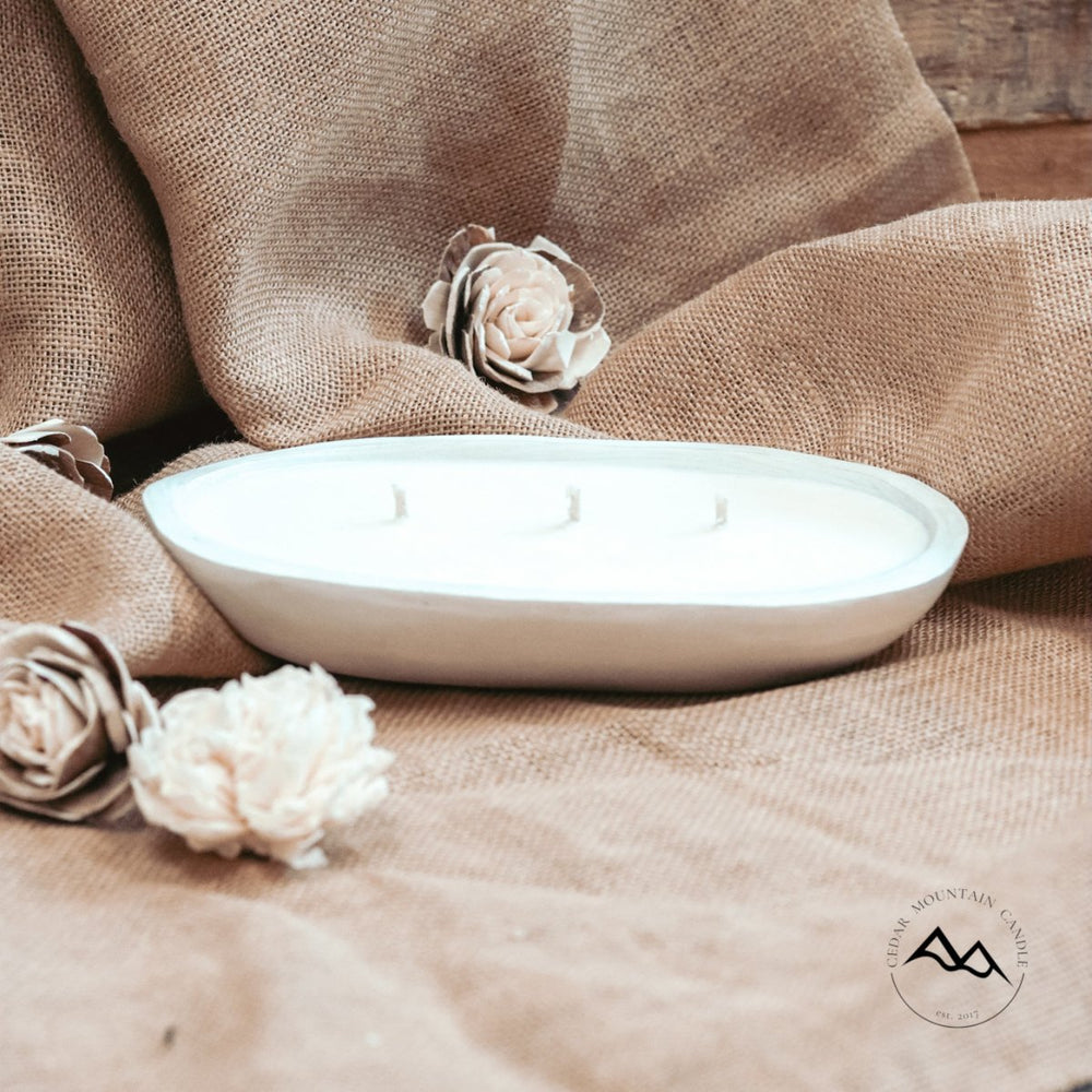 
                      
                        Cedar Mountain Candle 3 Wick White Light Wood Dough Bowl - lily & onyx
                      
                    