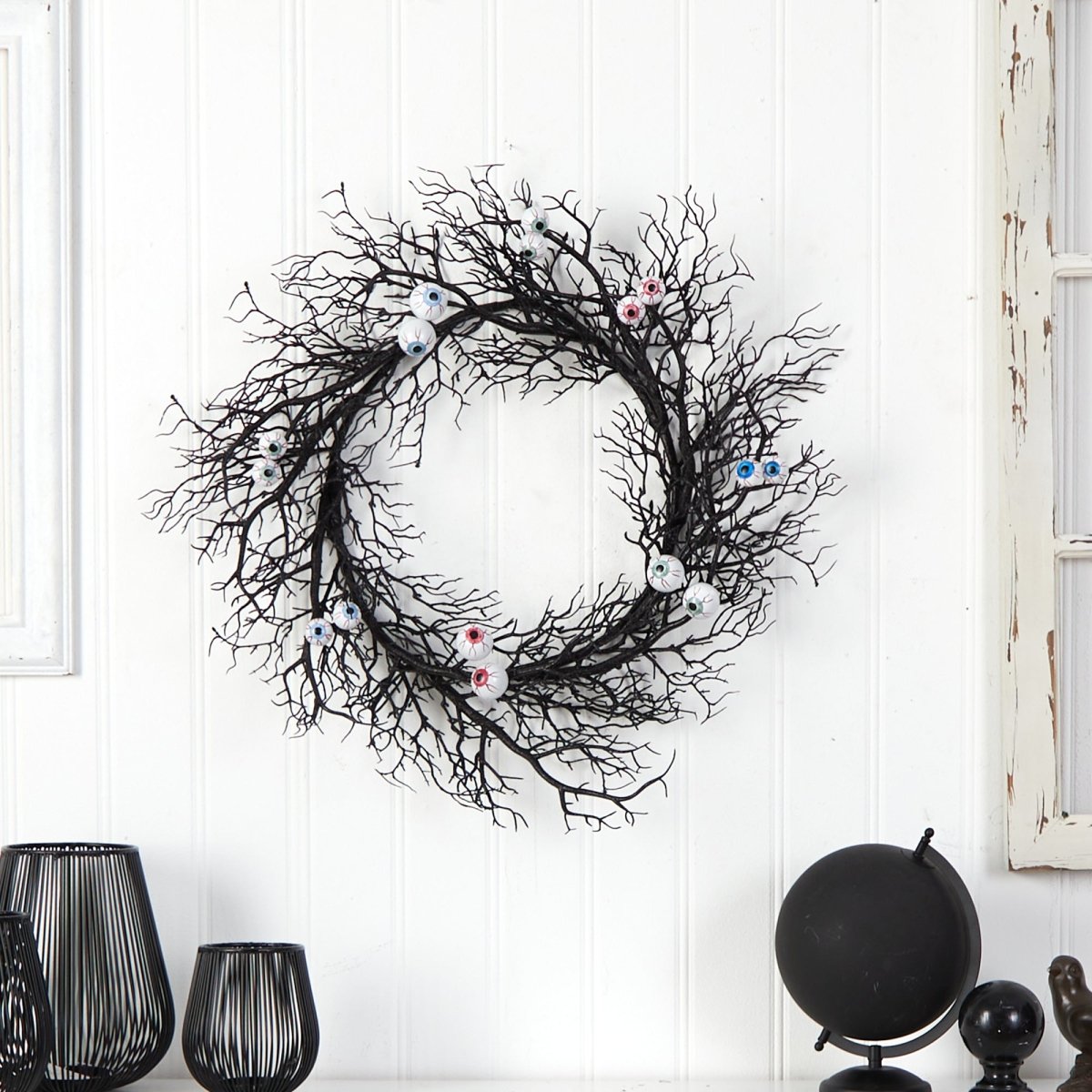 Load image into Gallery viewer, Nearly Natural 30&amp;quot; Halloween Gazing Eyeballs Twig Wreath - lily &amp;amp; onyx
