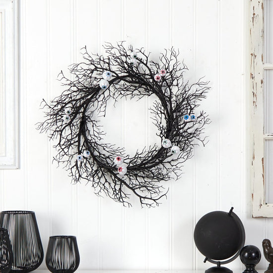 Nearly Natural 30" Halloween Gazing Eyeballs Twig Wreath - lily & onyx