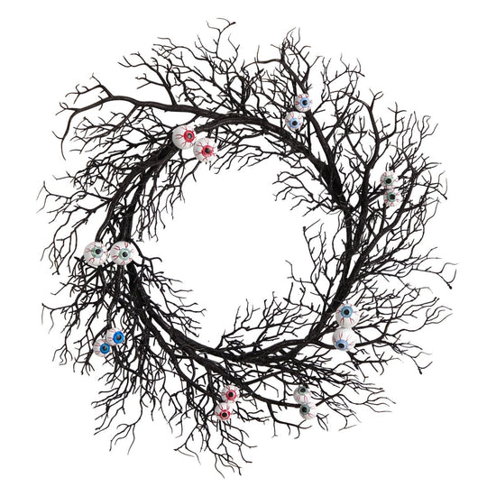 Load image into Gallery viewer, Nearly Natural 30&amp;quot; Halloween Gazing Eyeballs Twig Wreath - lily &amp;amp; onyx

