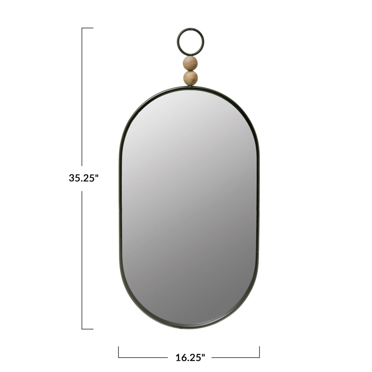 Load image into Gallery viewer, lily &amp;amp; onyx 35.25&amp;quot; Oval Metal Framed Wall Mirror With Wood Beads, Black - lily &amp;amp; onyx
