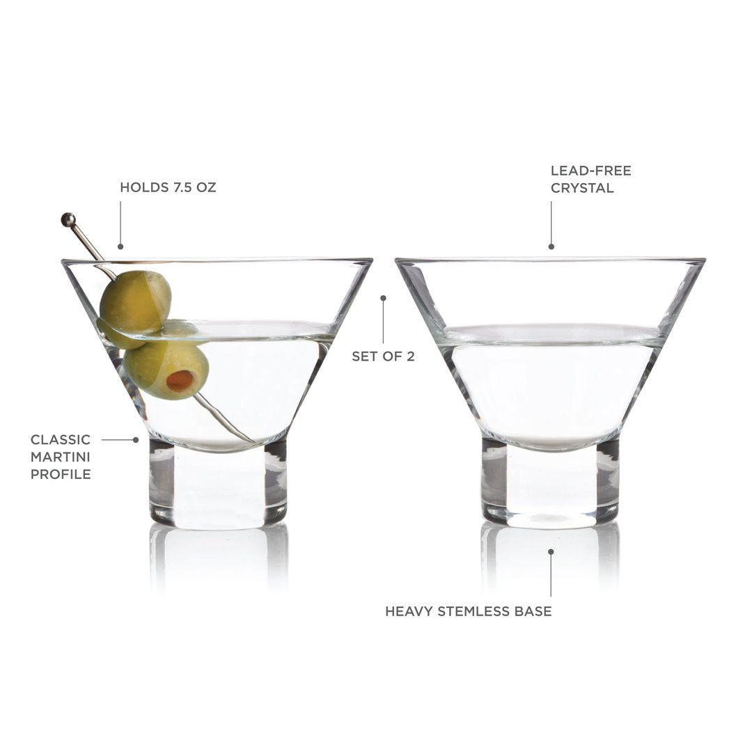 Viski Heavy Base Crystal Martini Glasses - lily & onyx