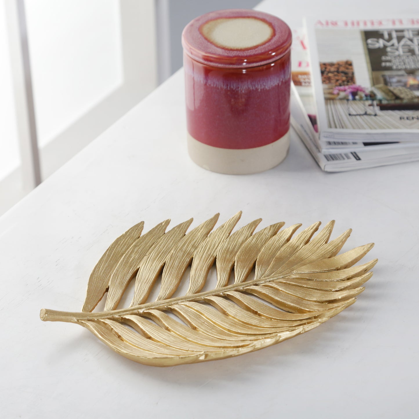 Sagebrook Home Gold Polyresin Decorative Palm Leaf Accent, 12" - lily & onyx