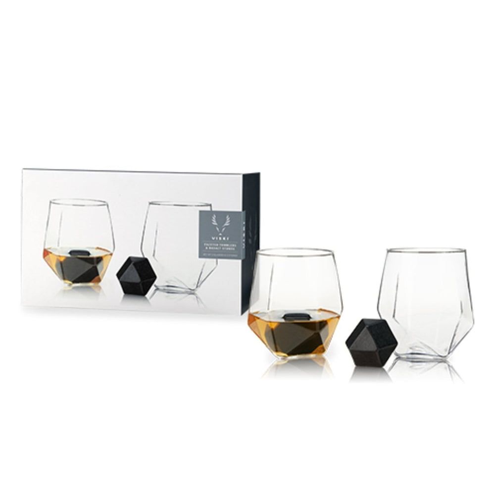 
                      
                        Viski 4-Piece Faceted Tumbler & Hexagonal Basalt Stone Set - lily & onyx
                      
                    
