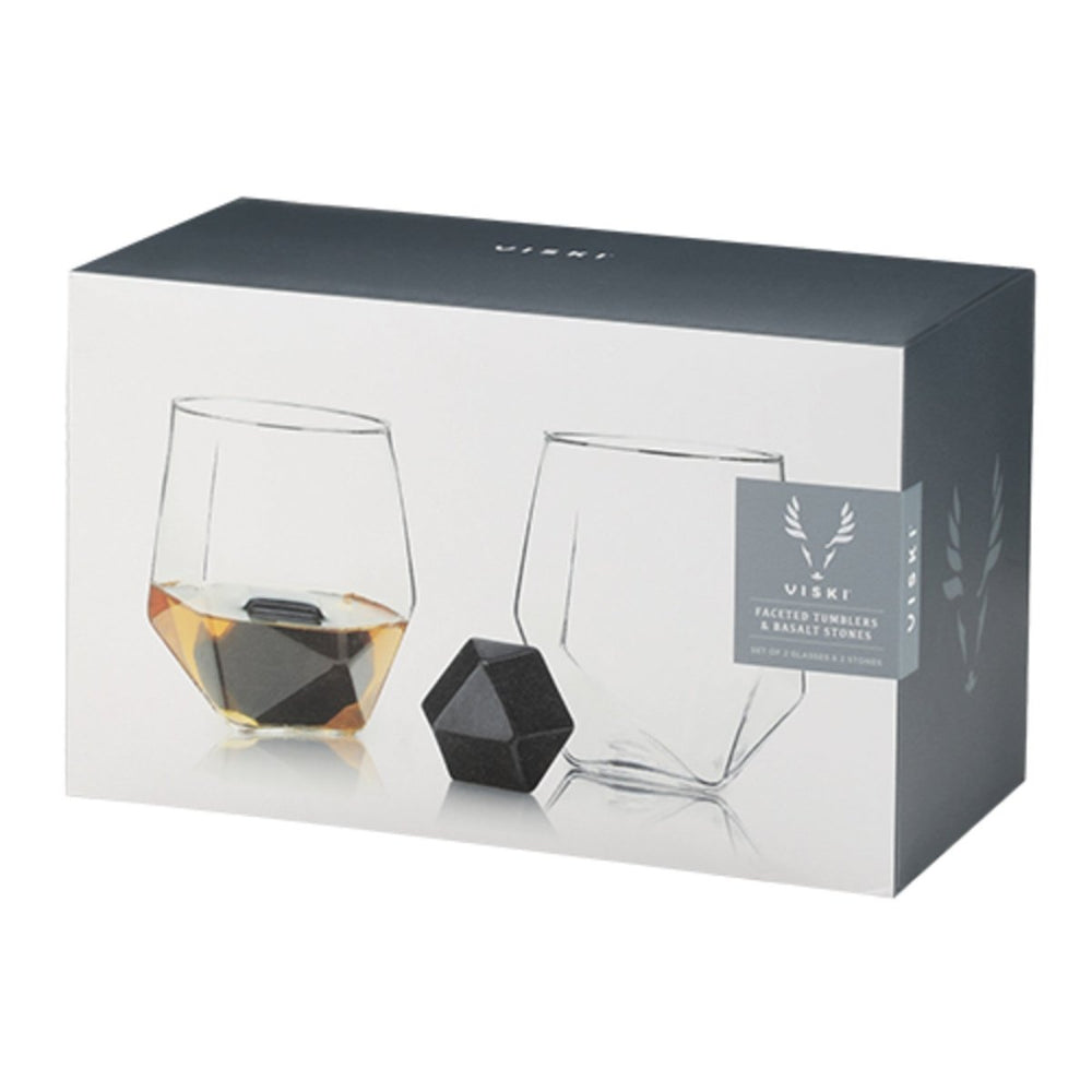 
                      
                        Viski 4-Piece Faceted Tumbler & Hexagonal Basalt Stone Set - lily & onyx
                      
                    
