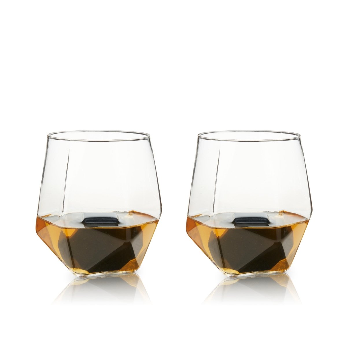 Viski 4-Piece Faceted Tumbler & Hexagonal Basalt Stone Set - lily & onyx