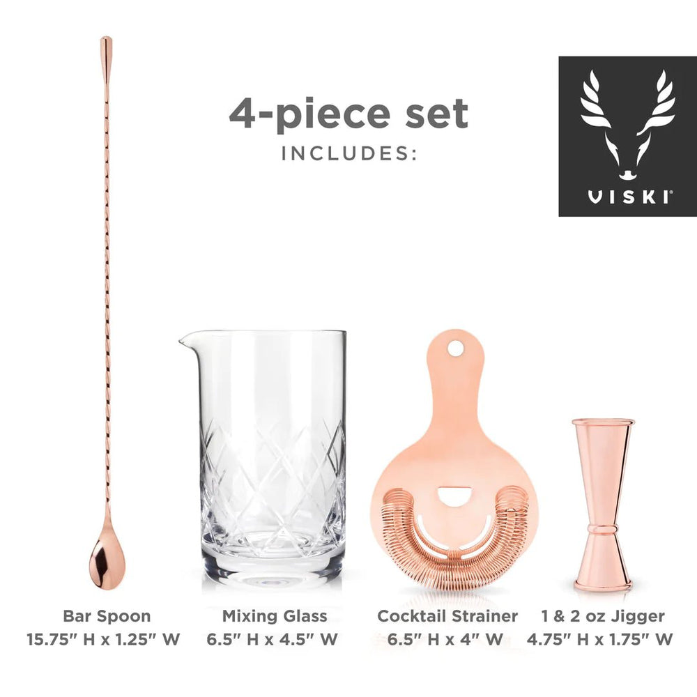 
                      
                        Viski 4 Piece Rose Gold Copper Mixologist Barware Set - lily & onyx
                      
                    