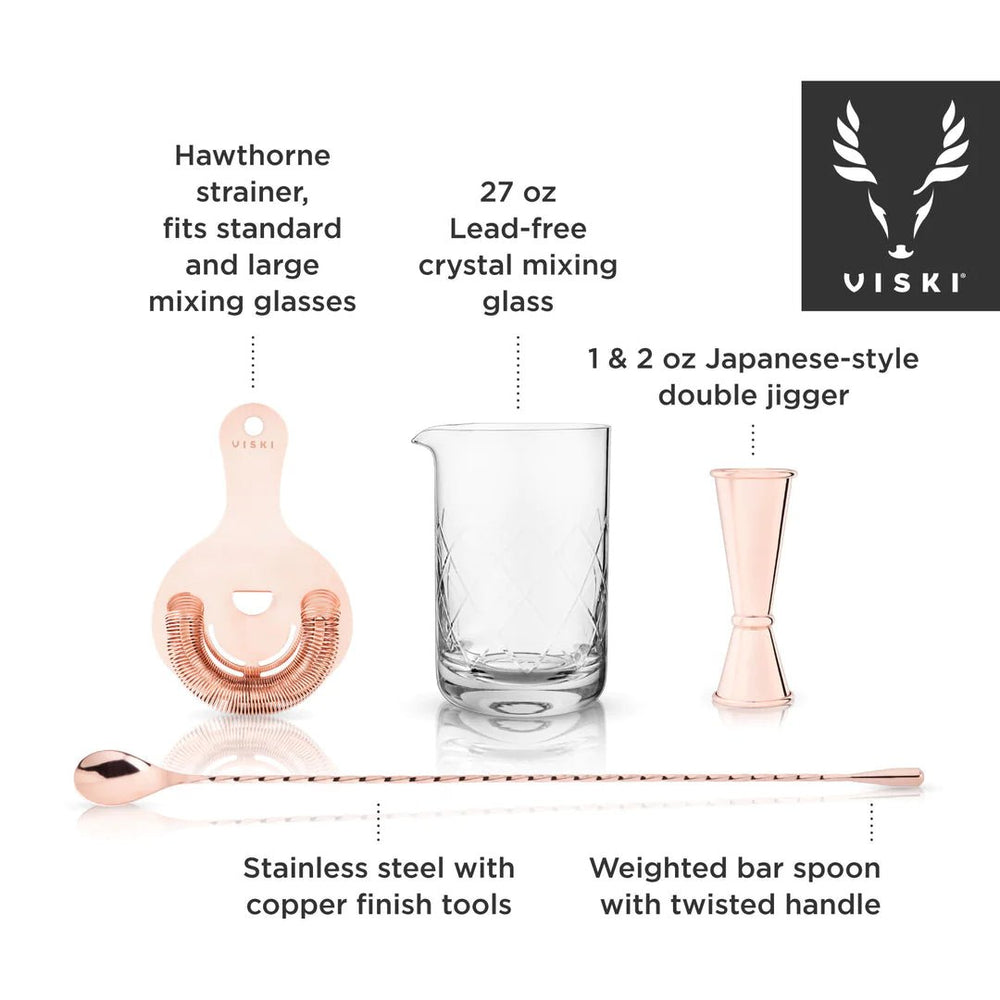 
                      
                        Viski 4 Piece Rose Gold Copper Mixologist Barware Set - lily & onyx
                      
                    