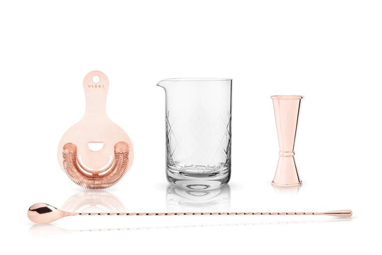 Load image into Gallery viewer, Viski 4 Piece Rose Gold Copper Mixologist Barware Set - lily &amp;amp; onyx
