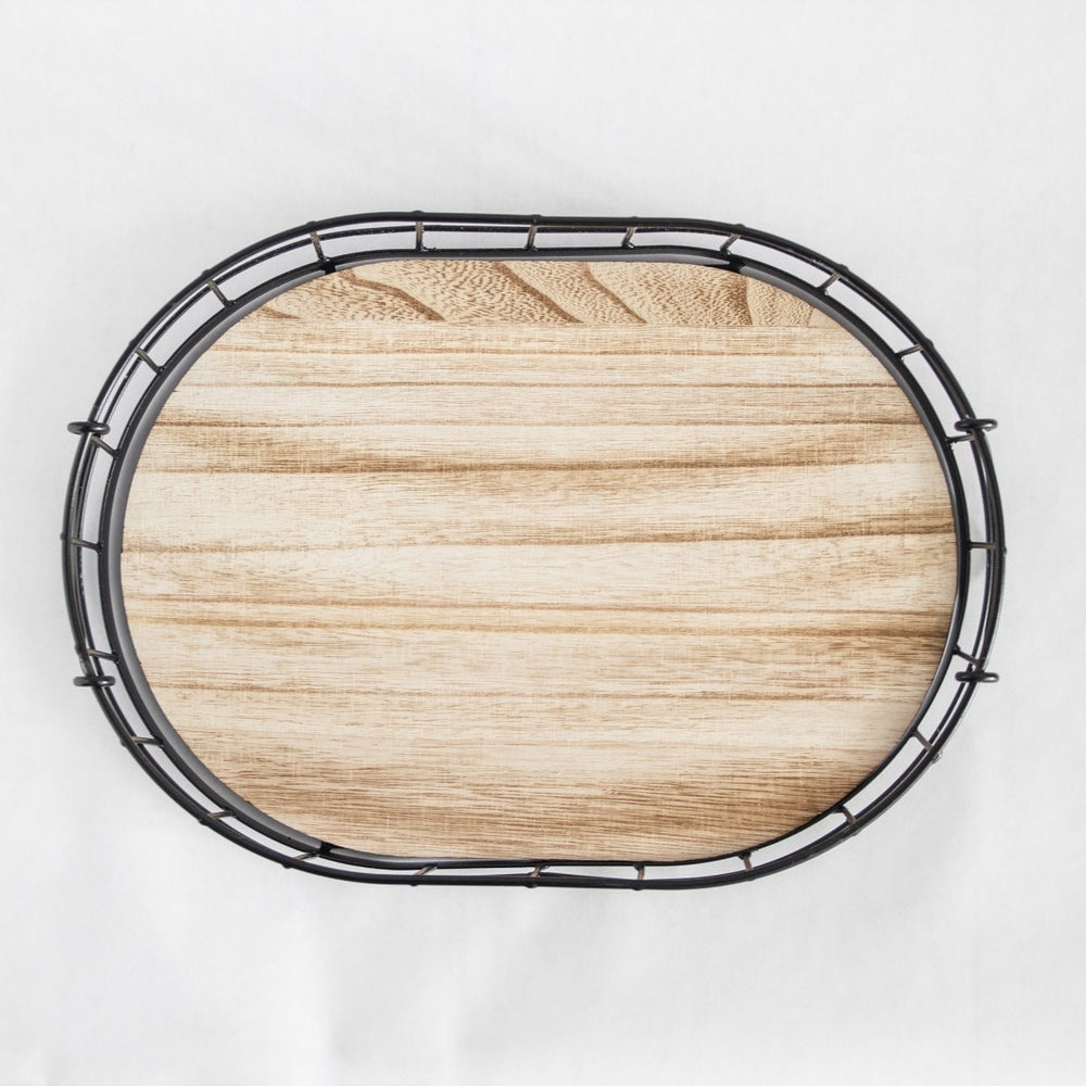 Porto Boutique 449 - Oval Metal & Wood Tray - lily & onyx