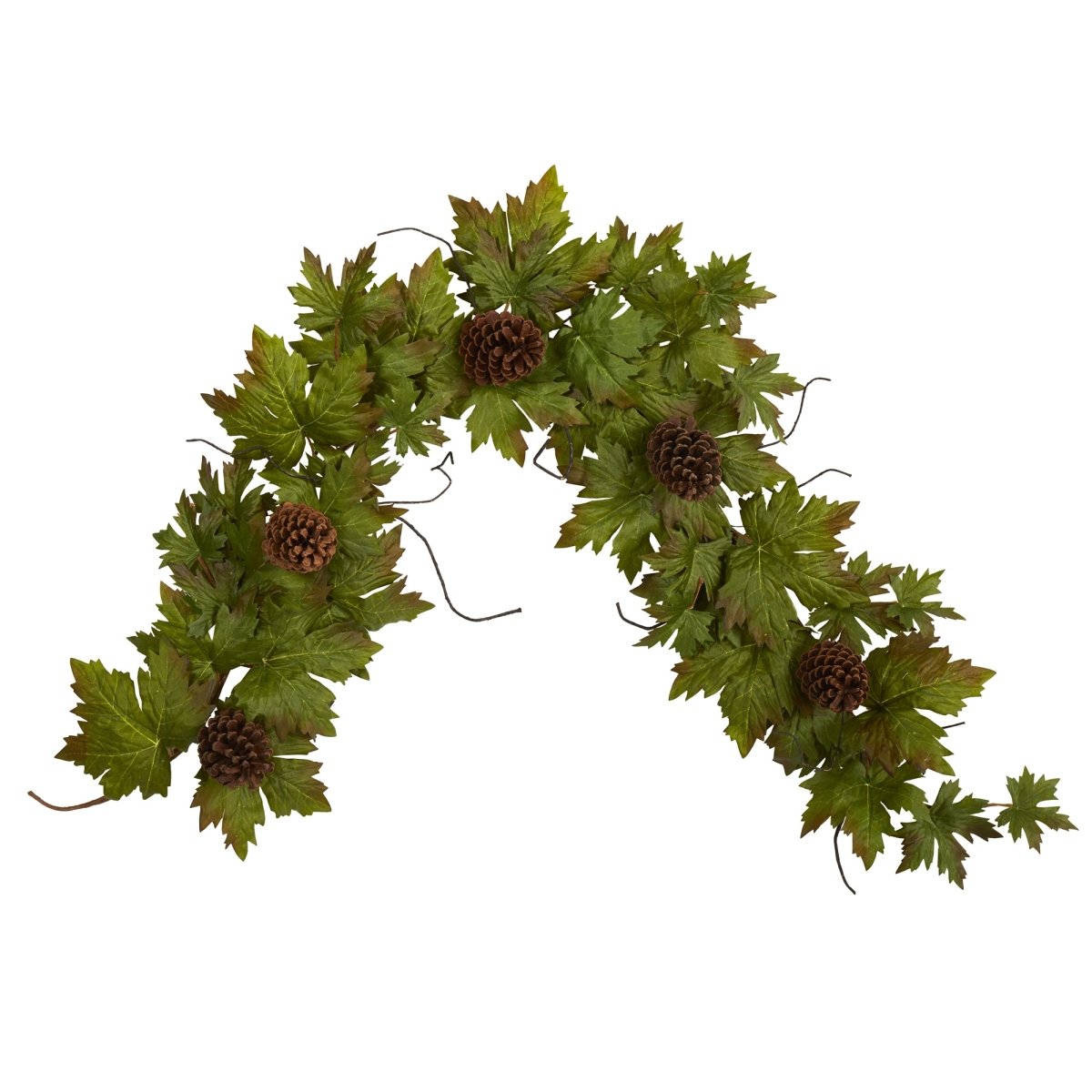 Load image into Gallery viewer, Nearly Natural 5&amp;#39; Fall Maple Leaf With Pine Cones Artificial Garland - lily &amp;amp; onyx
