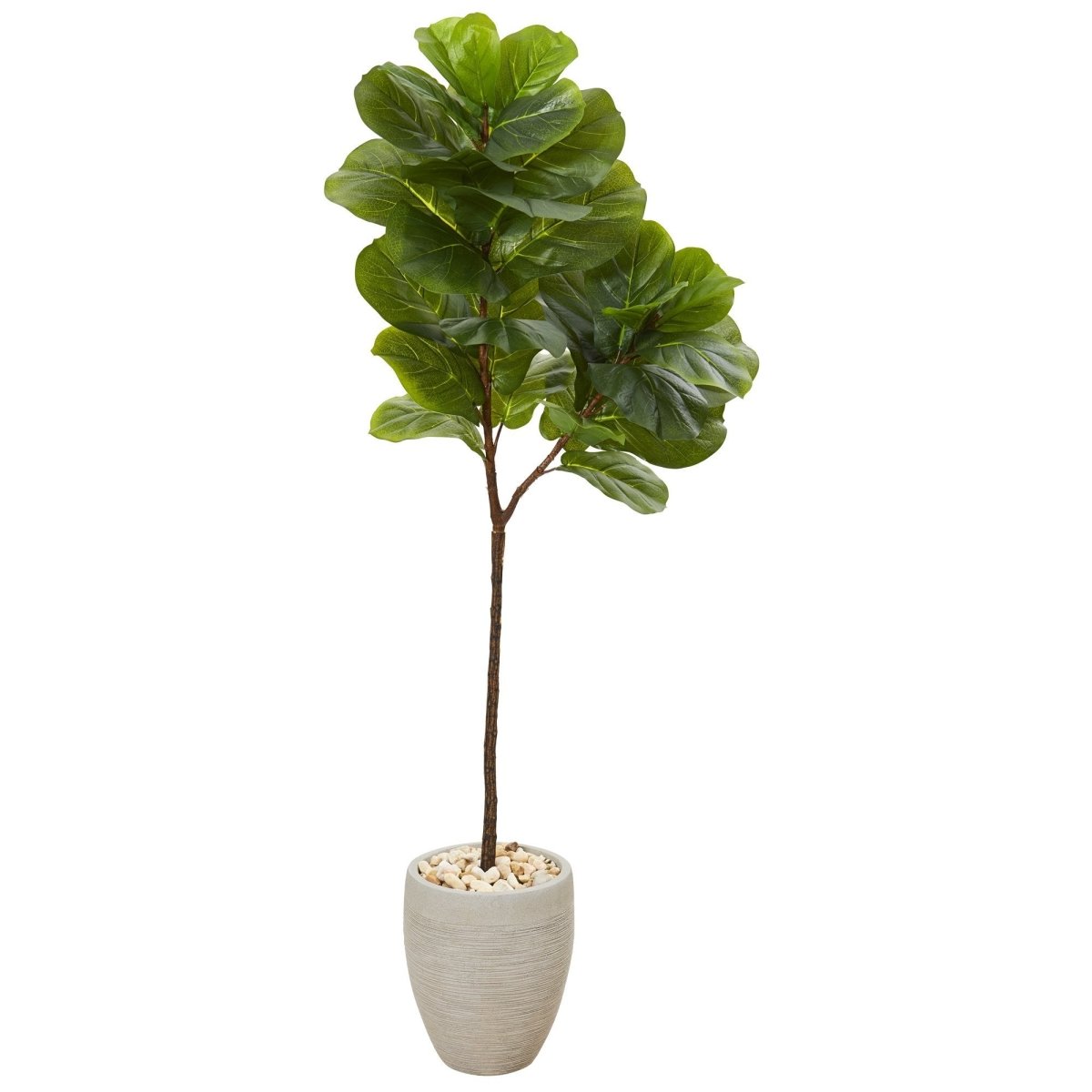 Load image into Gallery viewer, Nearly Natural 5’ Fiddle Leaf Artificial Tree In Sand Colored Planter - lily &amp;amp; onyx
