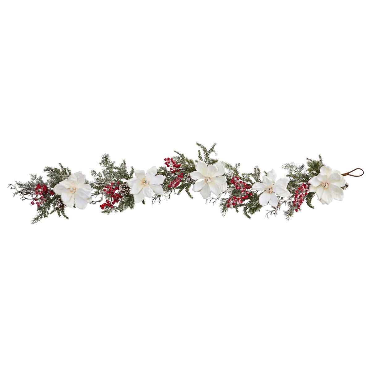 Nearly Natural 5' Frosted Magnolia & Berry Artificial Garland - lily & onyx