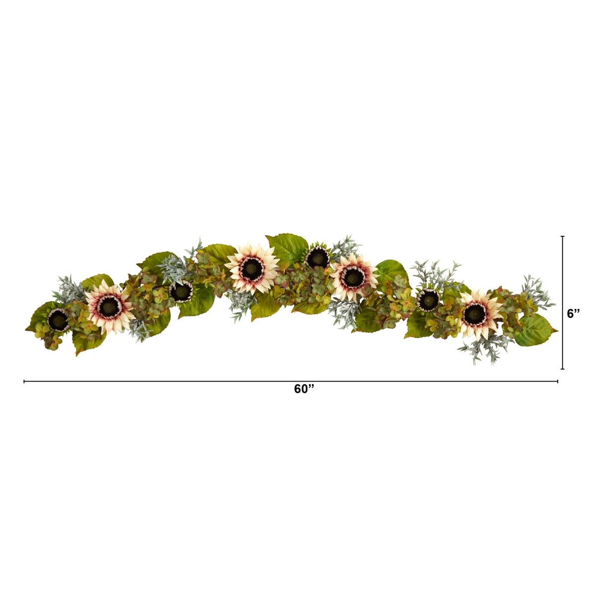 Load image into Gallery viewer, Nearly Natural 5’ White Sunflower And Hydrangea Artificial Garland - lily &amp;amp; onyx
