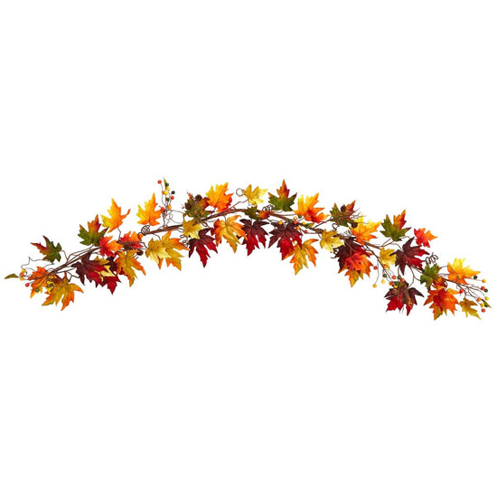 Nearly Natural 6’ Autumn Maple Leaf And Berry Fall Garland - lily & onyx
