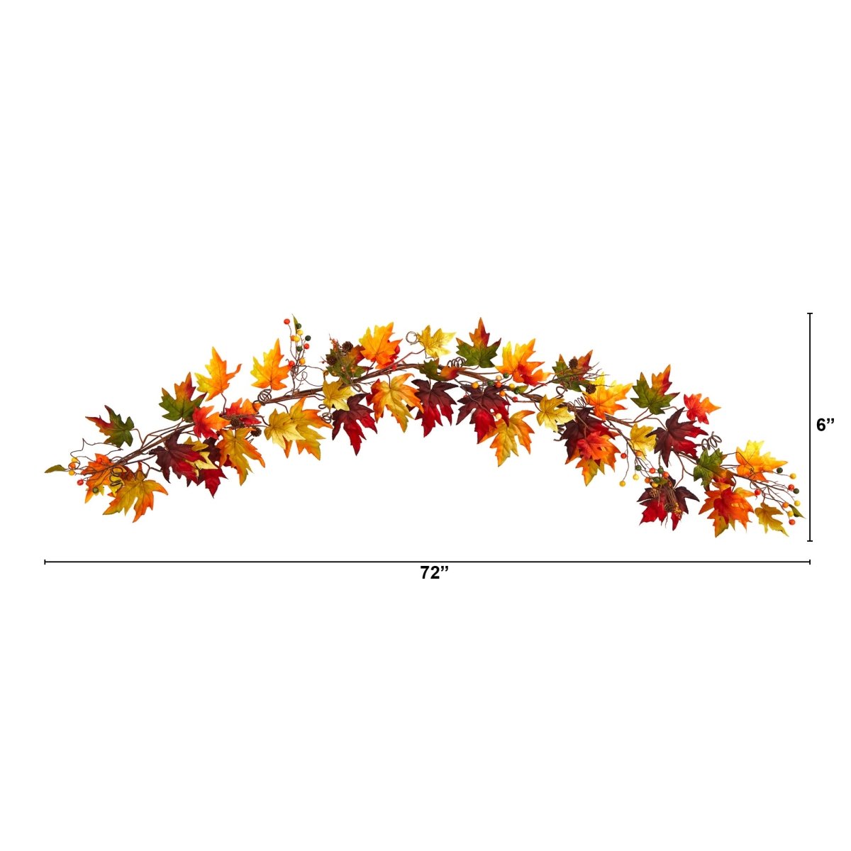 Nearly Natural 6’ Autumn Maple Leaf And Berry Fall Garland - lily & onyx