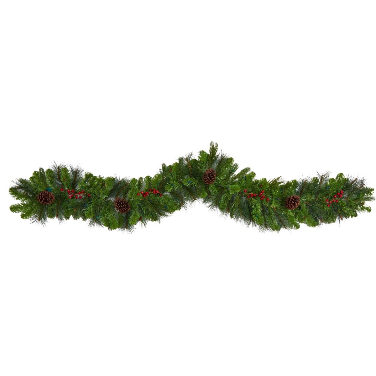 Load image into Gallery viewer, Nearly Natural 6&amp;#39; Colorado Fir Artificial Christmas Garland 50 Multicolored Led Lights, Berries &amp;amp; Pinecones - lily &amp;amp; onyx
