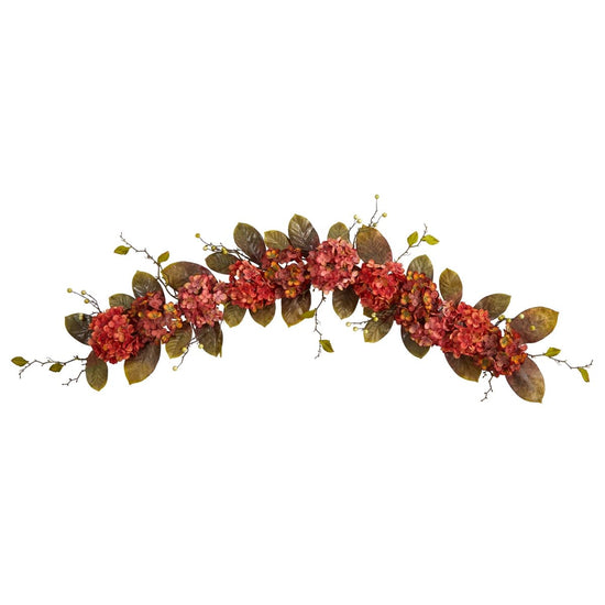 Nearly Natural 6’ Fall Hydrangea And Berry Artificial Autumn Garland - lily & onyx