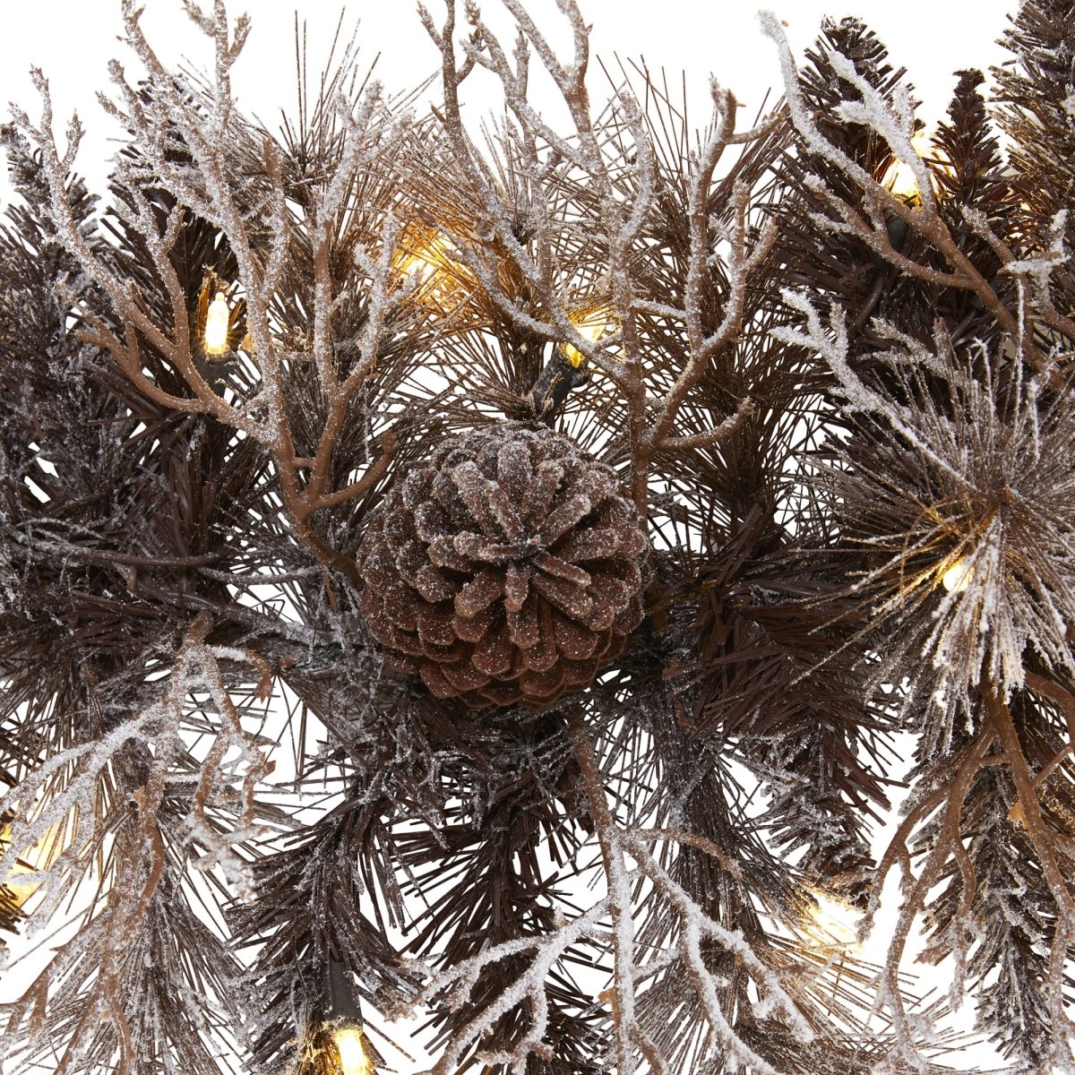 Nearly Natural 6' Flocked Artificial Christmas Garland With 50 White Warm Led Lights And Pine Cones - lily & onyx
